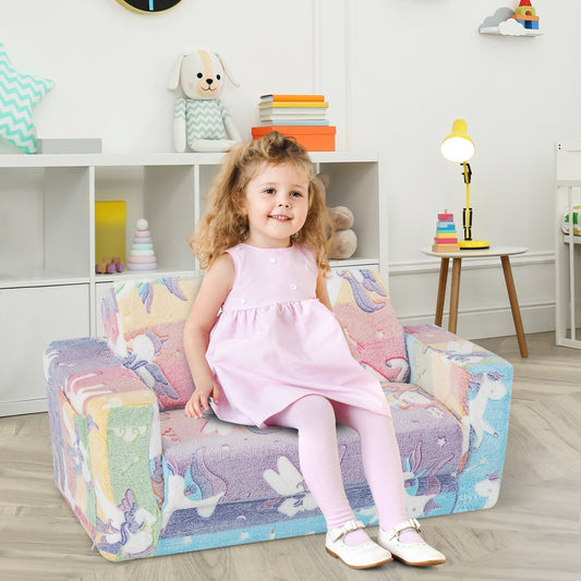 2-in-1 Flip Out Kids Sofa Chair, Detachable Flannel Cover, Glowing Patterns Kids Chairs & Seating Color at Gallery Canada