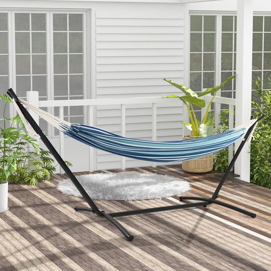 Portable 2-Person Hammock Set With Stand, Carrying Cases, Blue