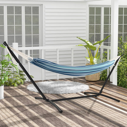 Portable Indoor Outdoor 2-Person Double Hammock Set with Stand and Carrying Cases, Blue