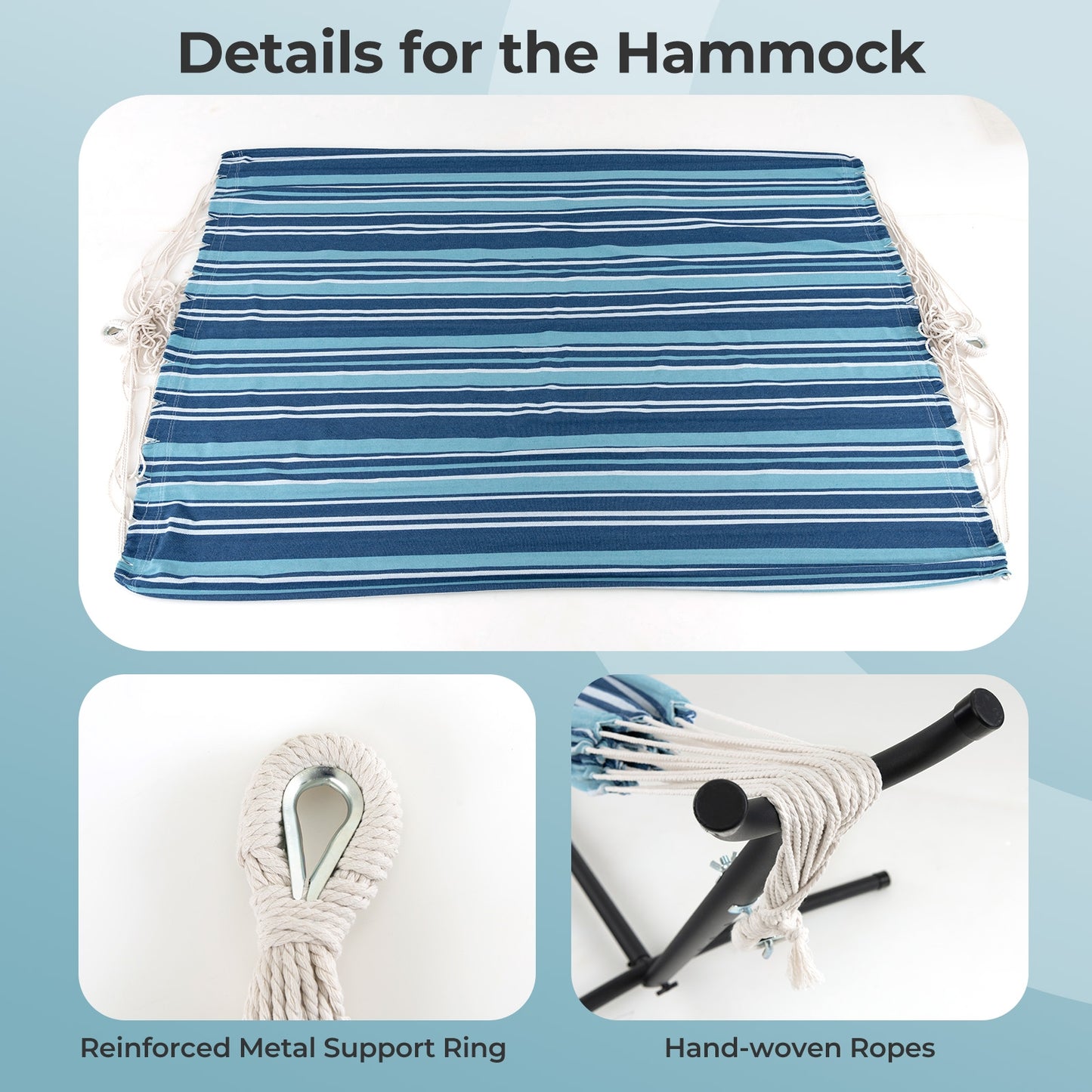 Portable 2-Person Hammock Set With Stand, Carrying Cases, Blue Hammocks at Gallery Canada