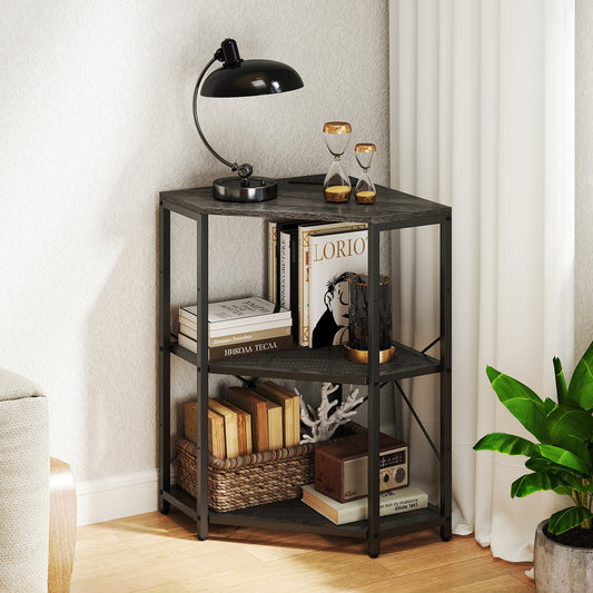 Corner Printer Stand, 3-Tier Storage Rack, Adjustable Shelf, Black Laptop Tables & Printer Stands Black at Gallery Canada