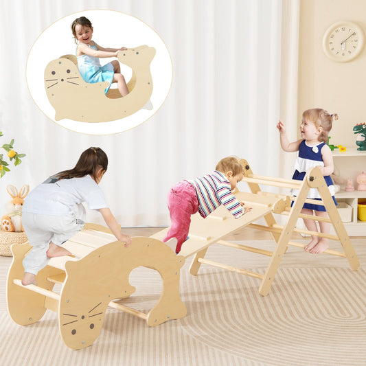 7-in-1 Indoor Climbing Toys For Toddlers, Reversible Ramp, Natural Climbers & Slides Natural at Gallery Canada