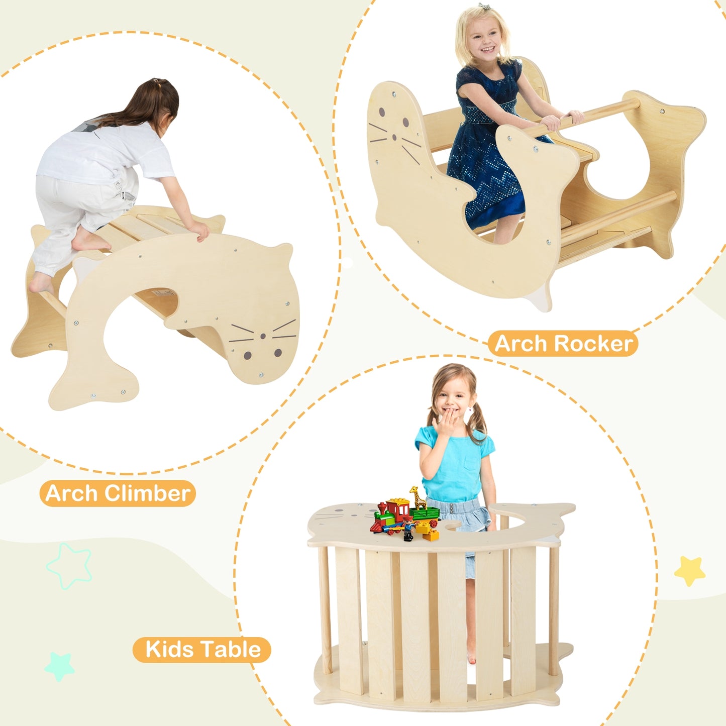 7-in-1 Indoor Climbing Toys for Toddlers with Reversible Ramp, Natural Climbers & Slides at Gallery Canada