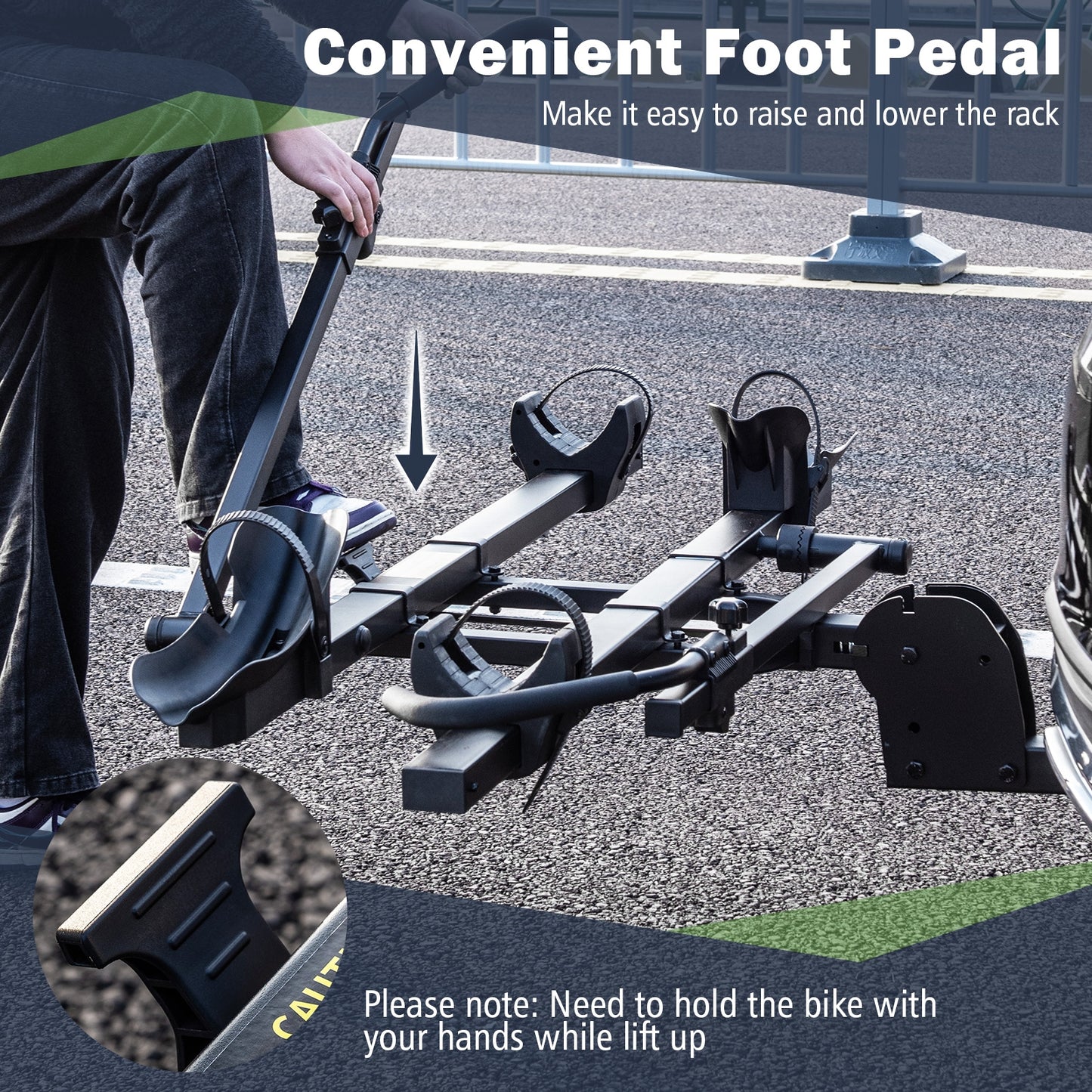 2 Inch Hitch Mount Bike Rack 2-Bike Platform Style Carrier with Tilt-able Design for Easy Trunk Access, Black Garages at Gallery Canada