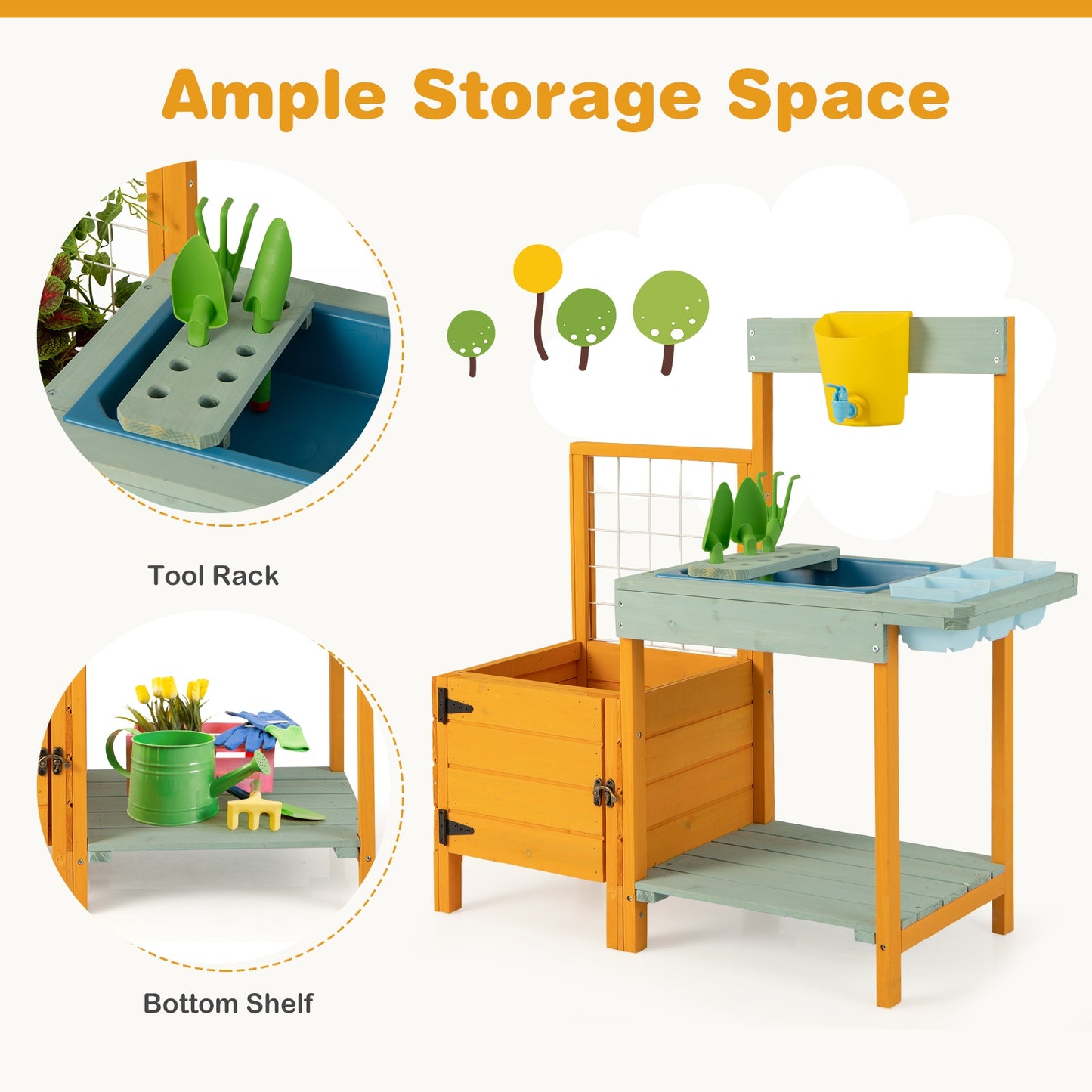 Kids Outdoor Potting Bench With See Through Window Play Kitchen Sets at Gallery Canada