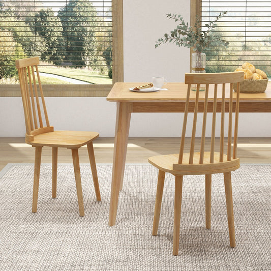 Dining Chairs Set Of 2, High Spindle Back, Natural Rubber Wood Legs, Natural Dining Chairs Natural at Gallery Canada
