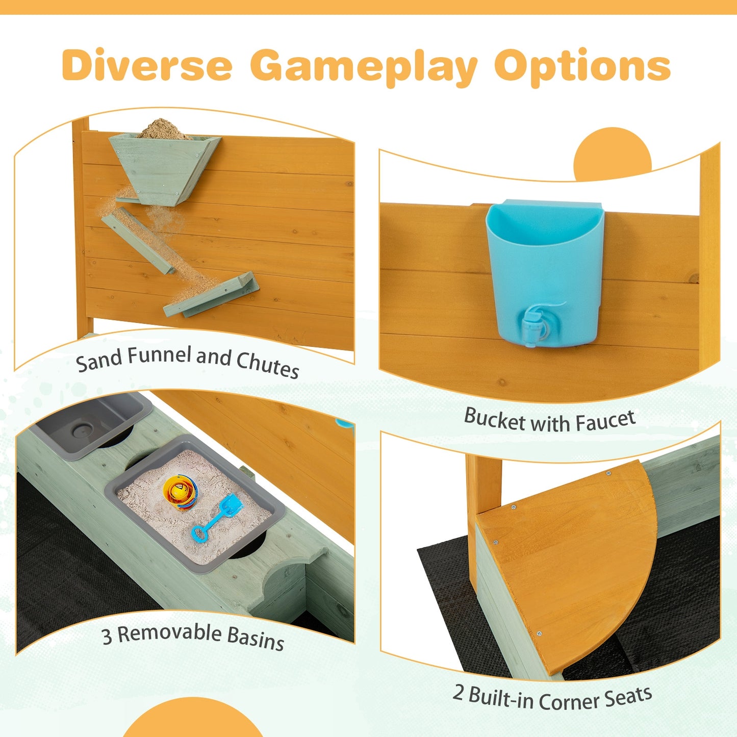 Kids Sandbox with Sand Wall w/ Removable Canopy for Kids 3-8 Years Old Sandboxes at Gallery Canada