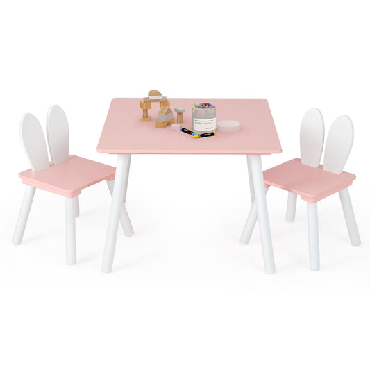 3 Pieces Kids Table and Chairs Set for Arts Crafts Snack Time, Pink
