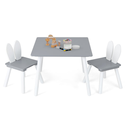 3 Pieces Kids Table and Chairs Set for Arts Crafts Snack Time, Gray