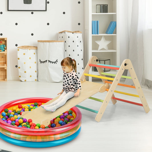 3-in-1 Foldable Adjustable Kids Triangle Climbing Set, Multicolor Climbers & Slides Multicolor at Gallery Canada