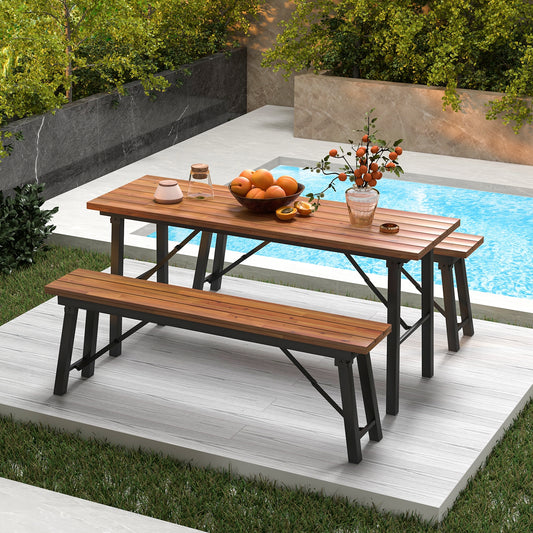 Folding Picnic Bench Set, Rectangular Acacia Wood, Dining Camping BBQ Benches Outdoor Benches Options at Gallery Canada