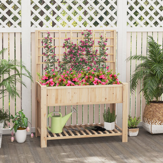 Wooden Raised Garden Bed With Trellis, Elevated Planter Box With Legs, Natural Raised Garden Beds Natural at Gallery Canada
