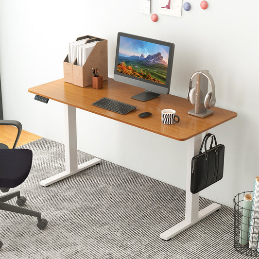 55 x 24 Inches Sit Stand Home Office Desk with 3 Memory Height Settings, Natural Standing Desks Natural at Gallery Canada