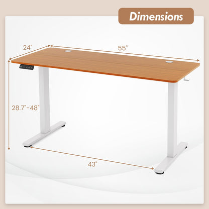 55 x 24 Inches Sit Stand Home Office Desk with 3 Memory Height Settings, Natural at Gallery Canada