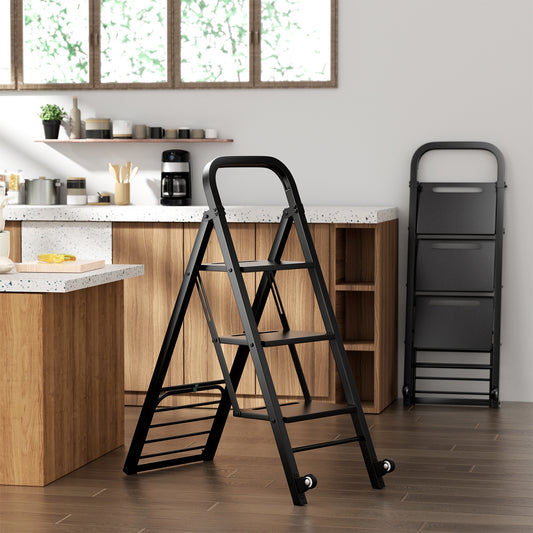 2 In 1 Hand Truck Ladder Combo, Rubber Wheels Handle, Black Sheds & Outdoor Storage Black at Gallery Canada