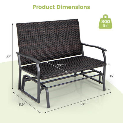 Outdoor 2-Person Swing Glider Bench with Quick Dry Foam Seat, Brown