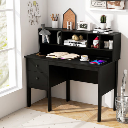 48 Inch Computer Desk with Drawers Power Outlets, Black