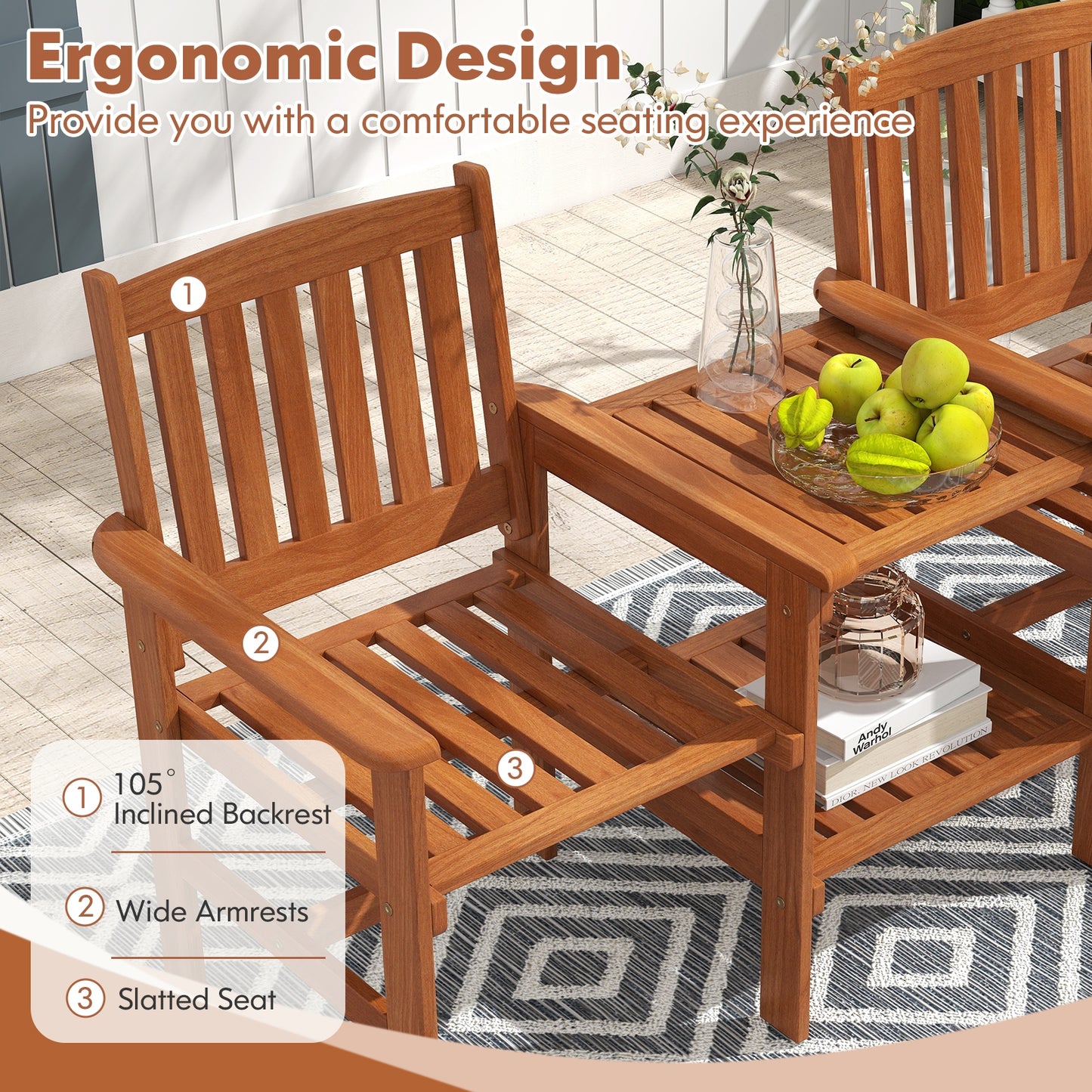 2-Seater Patio Furniture Set, 1.57 Inch Umbrella Hole, Natural Patio Conversation Sets at Gallery Canada