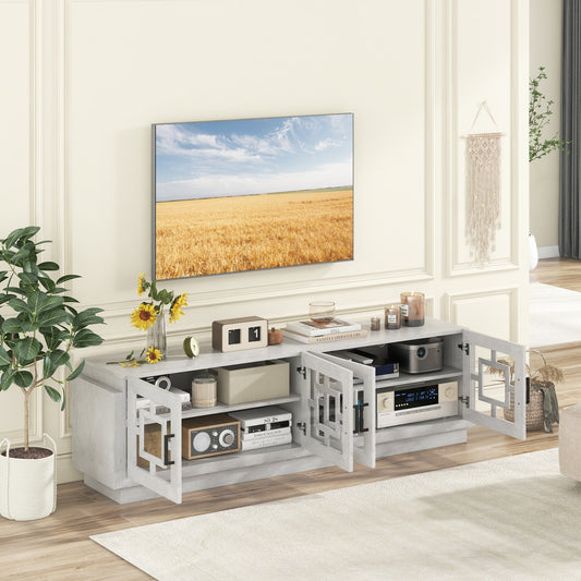 4-Door TV Stand For 75 Inch TVs, Adjustable Shelves, Oak Entertainment Centers & TV Stands Oak at Gallery Canada