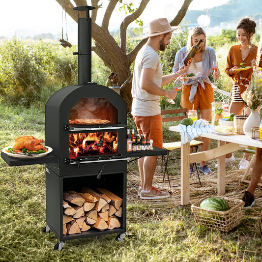 Outdoor Pizza Oven With Protective Cover, Grill Racks, Thermometer, Black Outdoor Grills Black at Gallery Canada