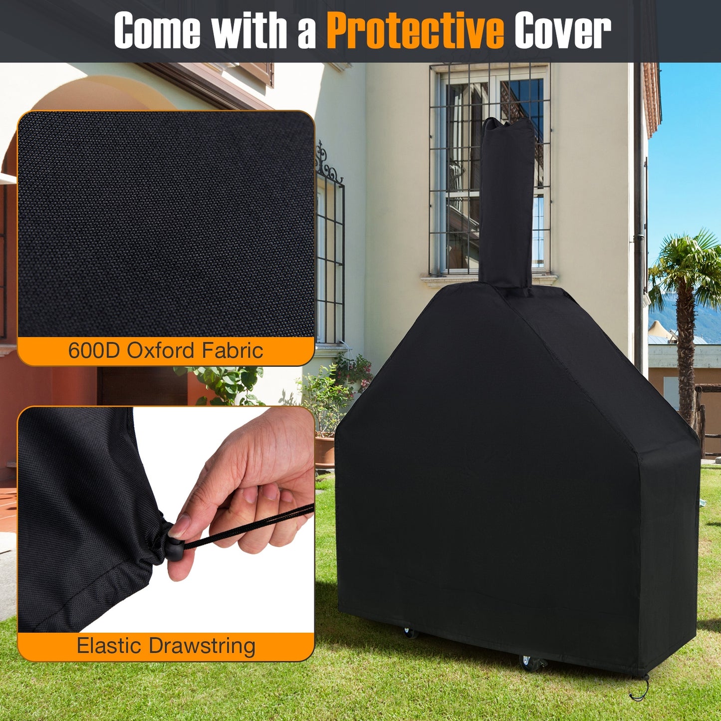 Outdoor Pizza Oven With Protective Cover, Grill Racks, Thermometer, Black Outdoor Grills at Gallery Canada