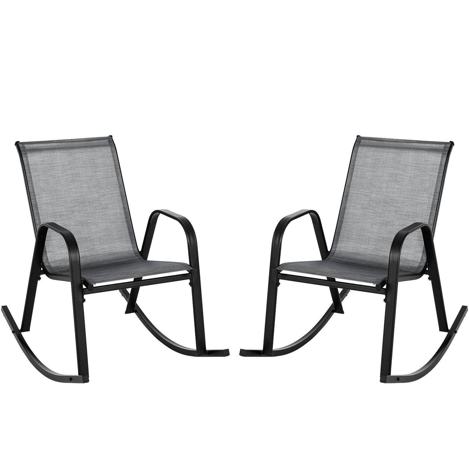 Set of 2 Metal Patio Rocking Chair with Breathable Seat Fabric, Gray at Gallery Canada