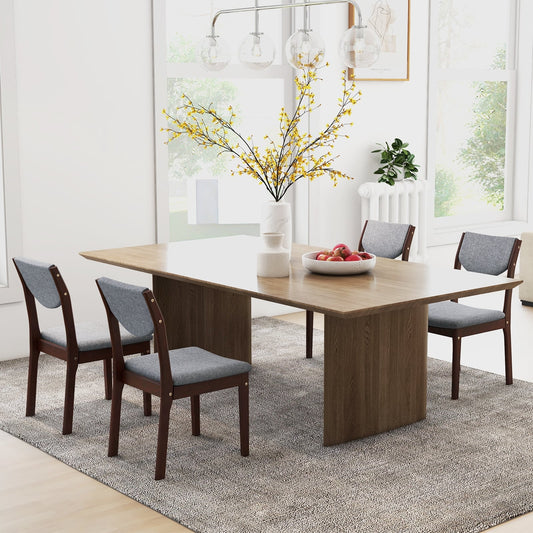Set Of 2 Wood Kitchen Chairs, Faux Leather Upholstered Seat, Gray Dining Chairs Gray at Gallery Canada
