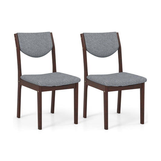 Set of 2 Wood Kitchen Chairs with Faux Leather Upholstered Seat, Gray