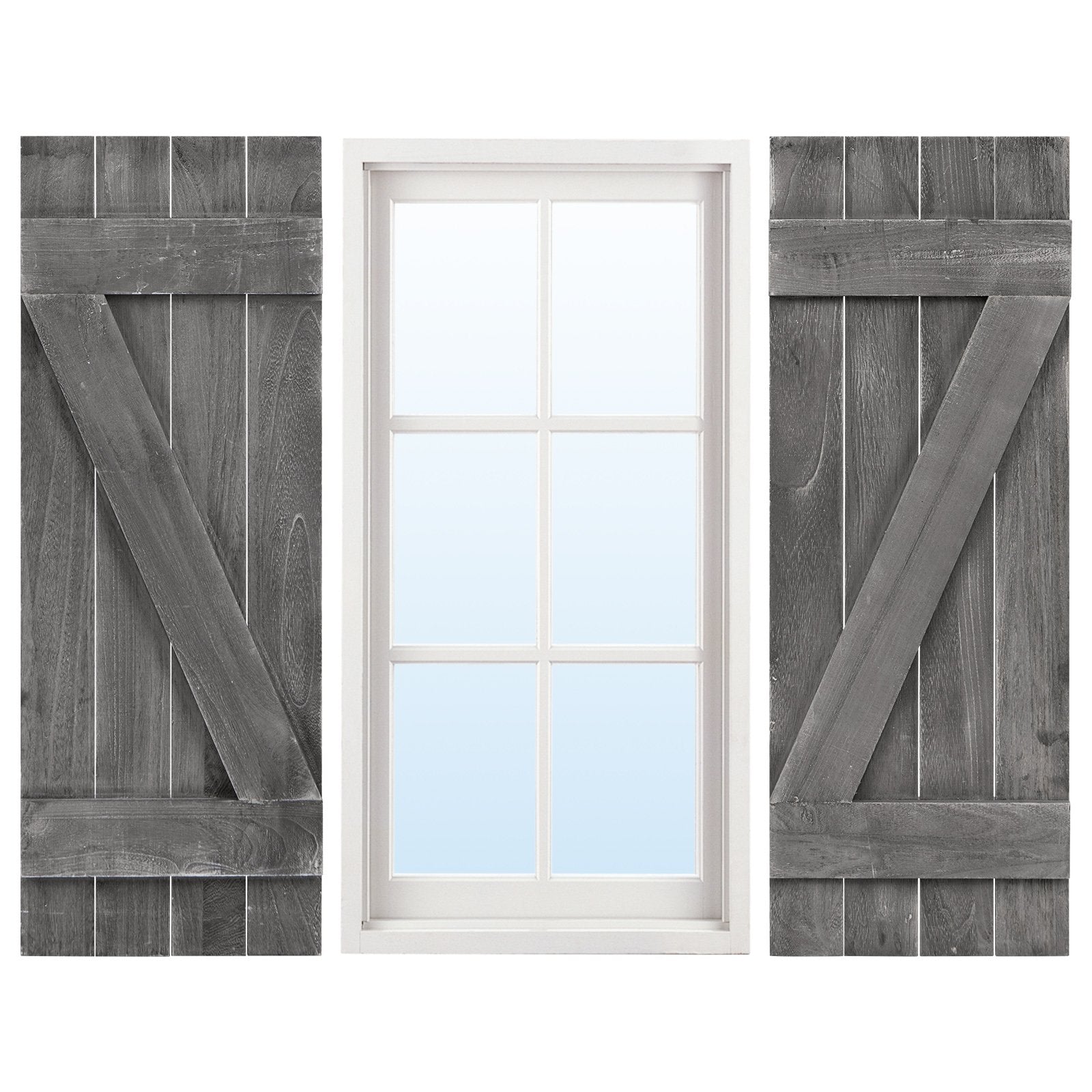 36 x 13 Inch Farmhouse Paulownia Wood Window Shutters Set of 2 for Windows, Dark Gray at Gallery Canada