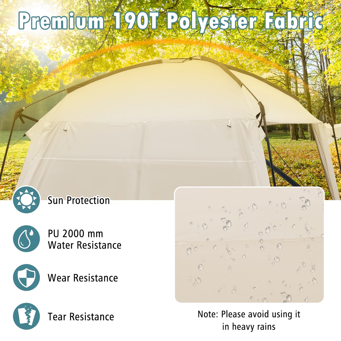 10 x 10 Feet Screened Canopy Tent, Vestibule, Zippered Door, Beige Tents at Gallery Canada
