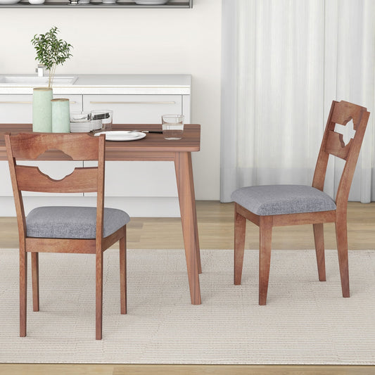 Fabric Upholstered Dining Chairs, Set of 2, Padded Seat High Back, Gray Dining Chairs Gray at Gallery Canada