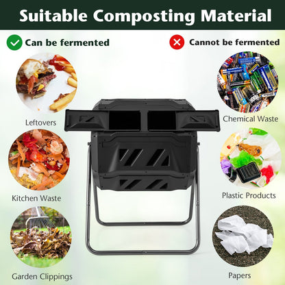 360° Rotatable Tumbling Composter with 2 Sliding Doors, Black at Gallery Canada