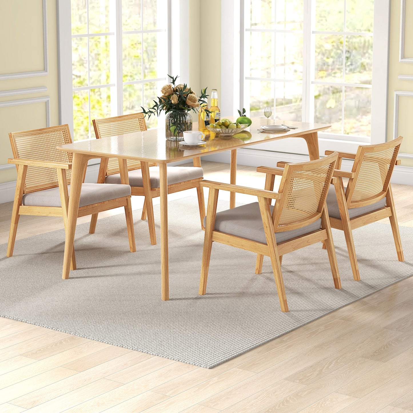 Mid Century Modern Accent Chairs Set Of 2, Natural Dining Chairs at Gallery Canada