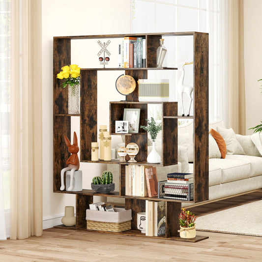 7-Tier Bookshelf Open Display Shelf Rack for Home Office, Rustic Brown Bookcases Rustic Brown at Gallery Canada