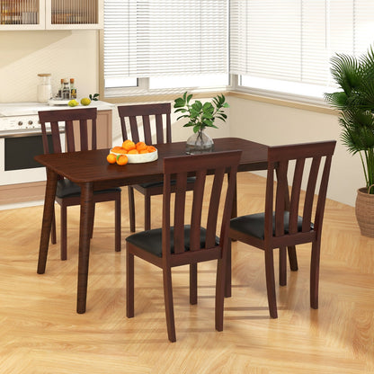 Dining Chair Set of 2 Upholstered Wooden Kitchen Chairs with Padded Seat and Rubber Wood Frame, Espresso