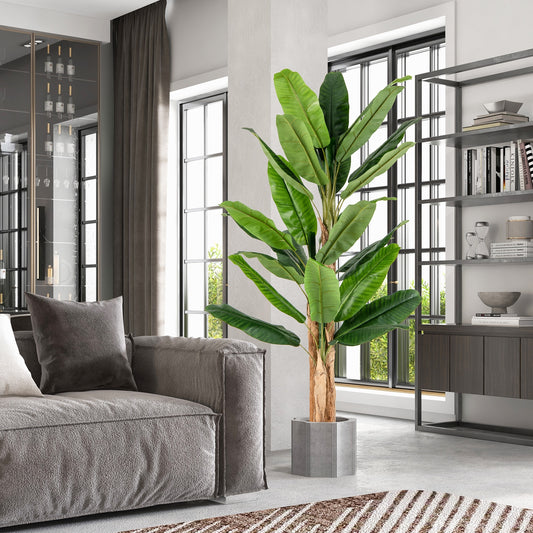 Artificial Banana Tree, 6.5 Feet Tall, 27 Large Leaves