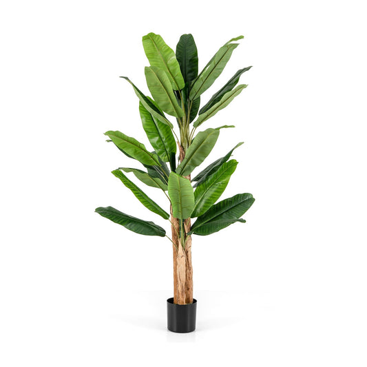 5.5/6.5 Feet Tall Artificial Banana Tree with 10/27 Large Leaves-6.5 ft