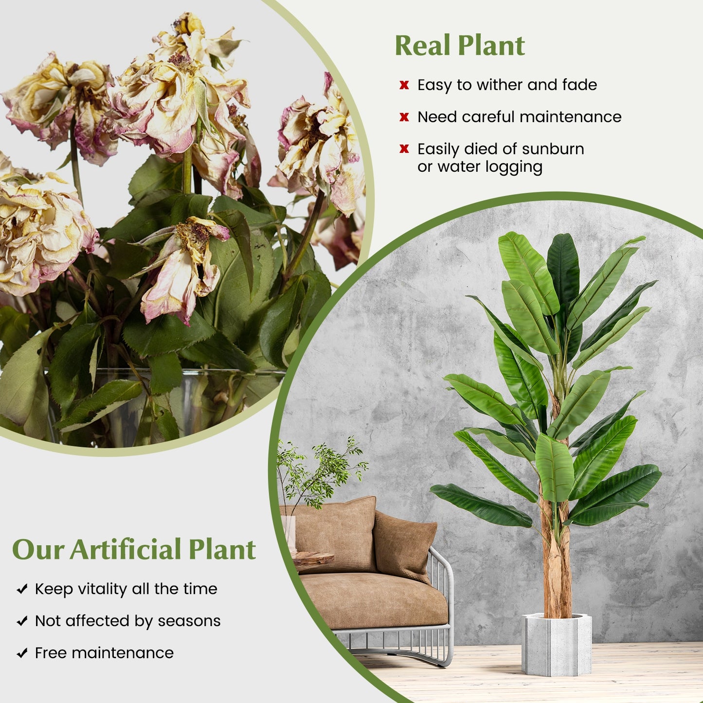 Artificial Banana Tree, 6.5 Feet Tall, 27 Large Leaves Faux Plants at Gallery Canada