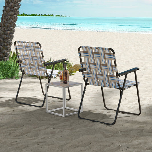 4 Pieces Folding Beach Chair, Camping Lawn Webbing Chair, Coffee Beach & Lawn Chairs Coffee at Gallery Canada