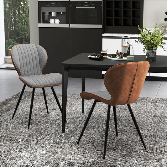 Set Of 2 Armless Dining Chairs, Modern Accent, Curved Backrest, Gray Dining Chairs Gray at Gallery Canada
