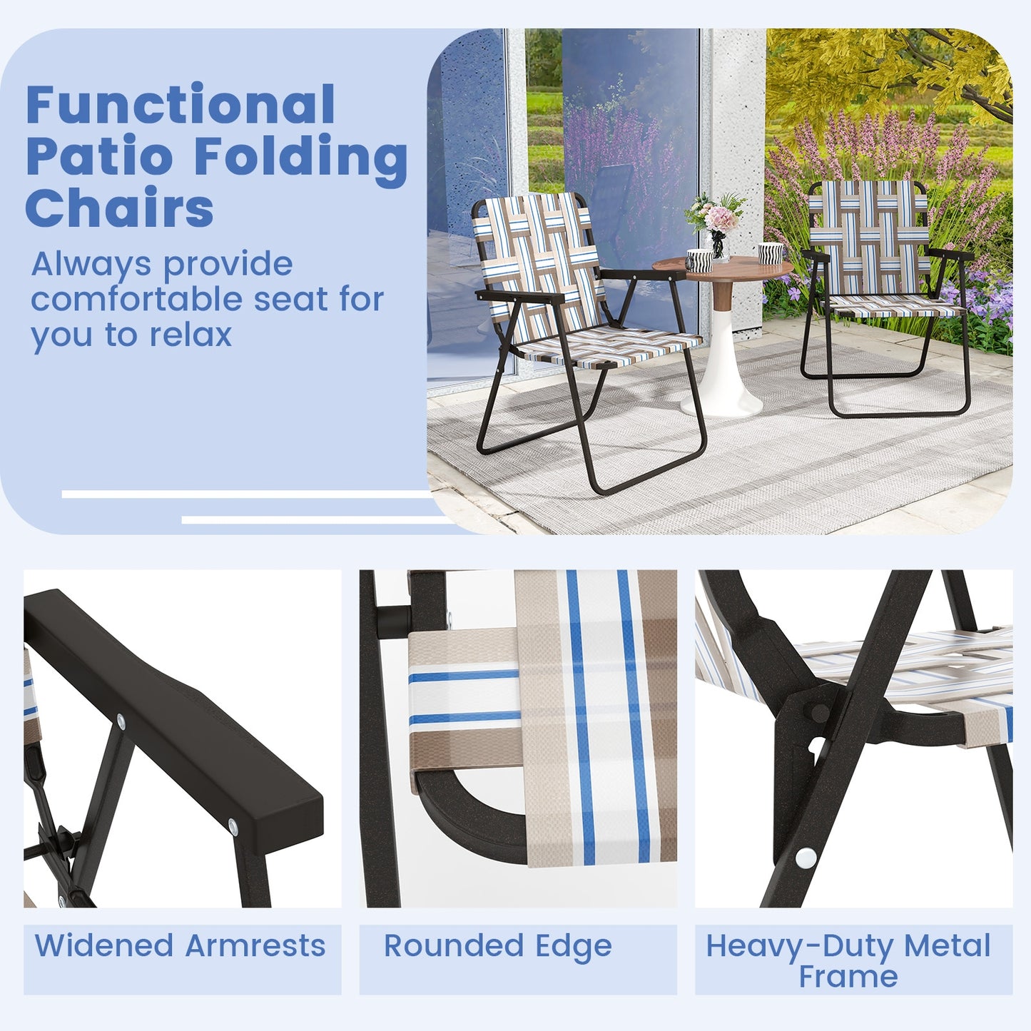 4 Pieces Folding Beach Chair, Camping Lawn Webbing Chair, Coffee Beach & Lawn Chairs at Gallery Canada
