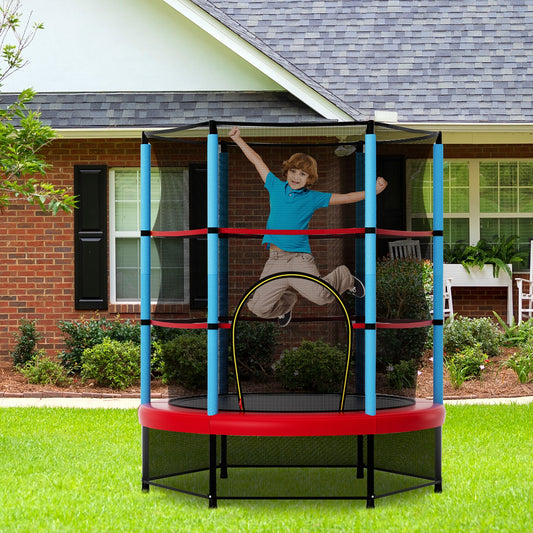 Kids Trampoline With Safety Enclosure Net, Navy