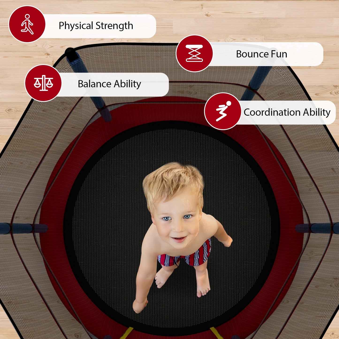 Kids Trampoline With Safety Enclosure Net, Navy Trampolines at Gallery Canada