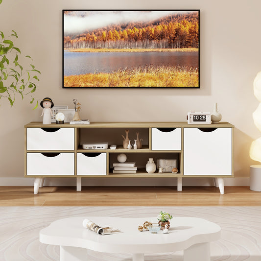 TV Stand For 55” TVs, Oak Cabinet With 4 Drawers, 2 Shelves Entertainment Centers & TV Stands Oak at Gallery Canada