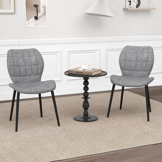 Dining Chairs Set of 2 with Padded Back Metal Legs and Adjustable Foot Pads, Gray Dining Chairs Gray at Gallery Canada