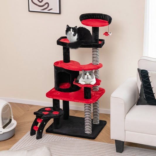 Gothic Cat Tree with Cat Bed Cat Condo and Sisal Scratching Post, Black & Red Cat Trees Condos & Scratchers Black & Red at Gallery Canada