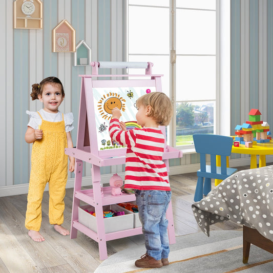 3-In-1 Double-Sided Storage Art Easel, Pink Art Easels Pink at Gallery Canada