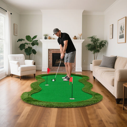 5 x 10 Feet Golf Practice Mat, 3 Holes, Green Golf Green at Gallery Canada