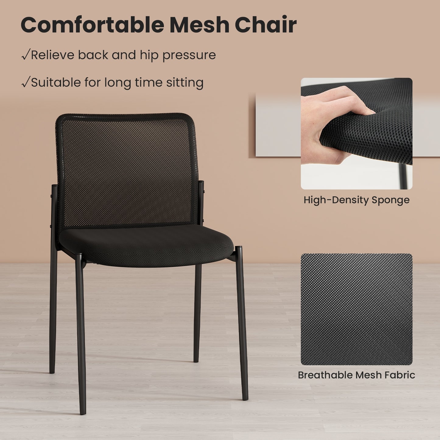 Waiting Room Chair Set, 2 Chairs, Ergonomic Mesh Backrest, Padded Seat, Black Conference Chairs at Gallery Canada