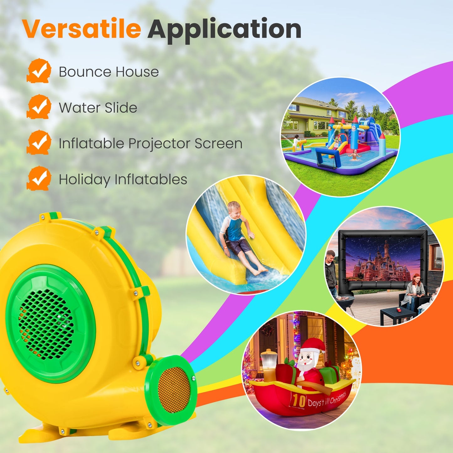 950W Air Blower Pump Fan With Handle, Ground Stakes, Yellow Air Blowers at Gallery Canada